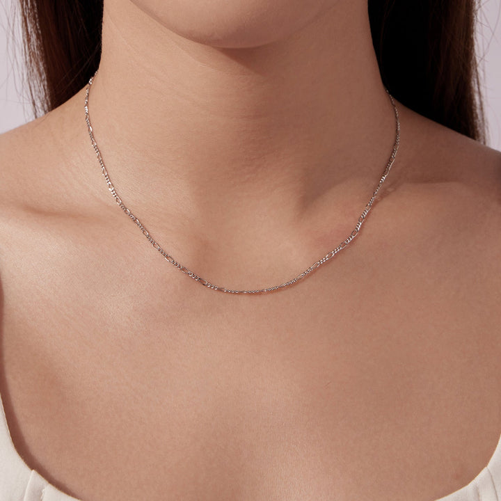 925 Sterling Silver 40cm Necklace with Plated White Gold