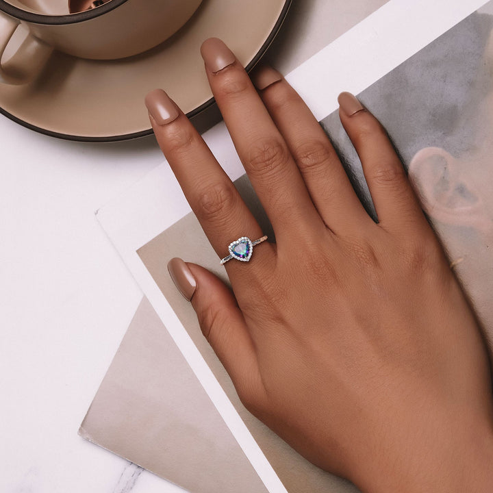 925 Sterling Silver Heart 8mm CZ Ring Size 6 for Women