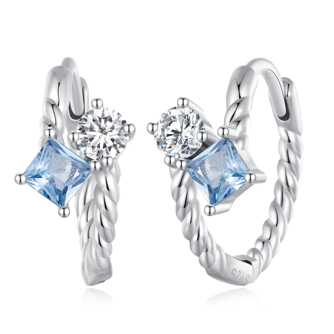 925 Sterling Silver Earrings with Spinel and CZ, 13x7mm, Plated Platinum for Women