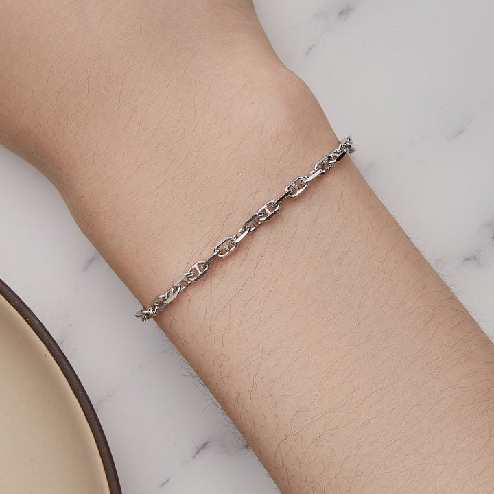 925 Sterling Silver Platinum Plated Bracelet 160+50mm for Women