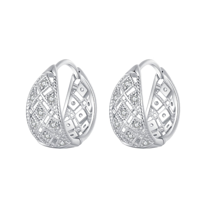 925 Sterling Silver White Gold Plated Pave Setting CZ Earrings 13*6mm for Women