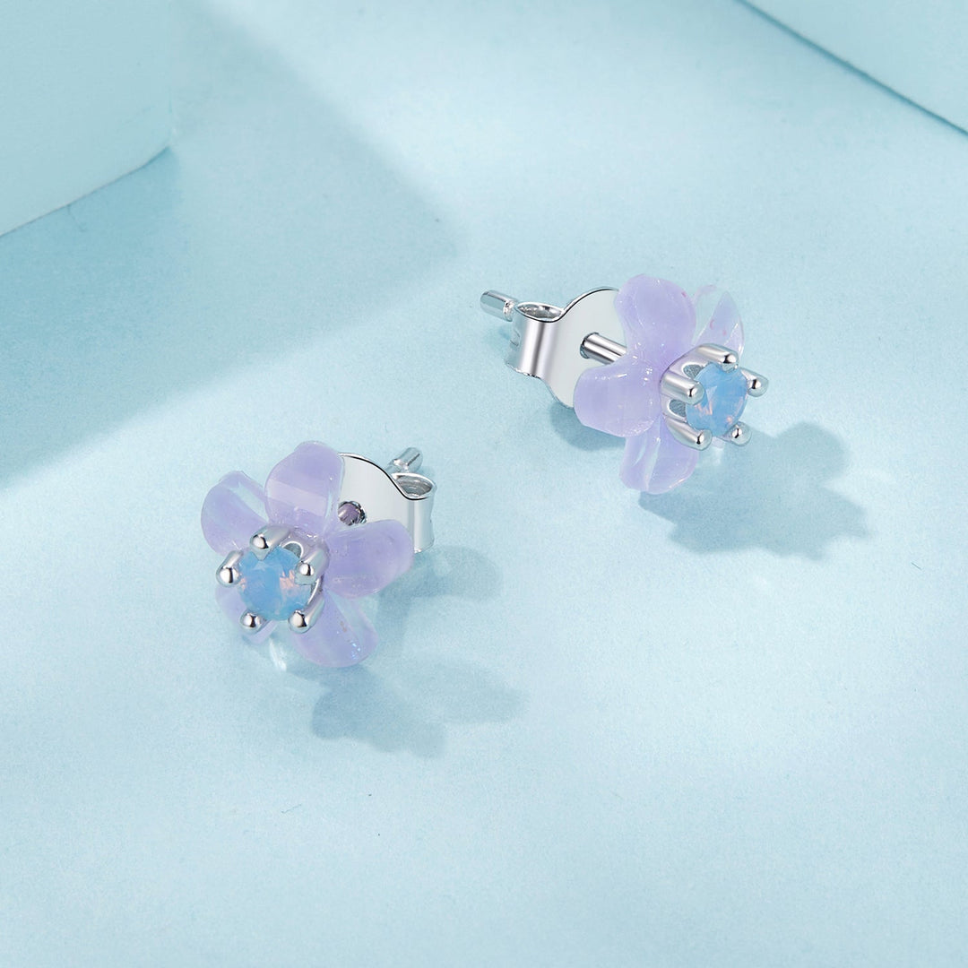 925 Sterling Silver Opal 8mm Earrings for Women