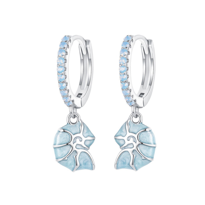 925 Sterling Silver Earrings with Nano Opal Stone and Enamel - 22x8mm