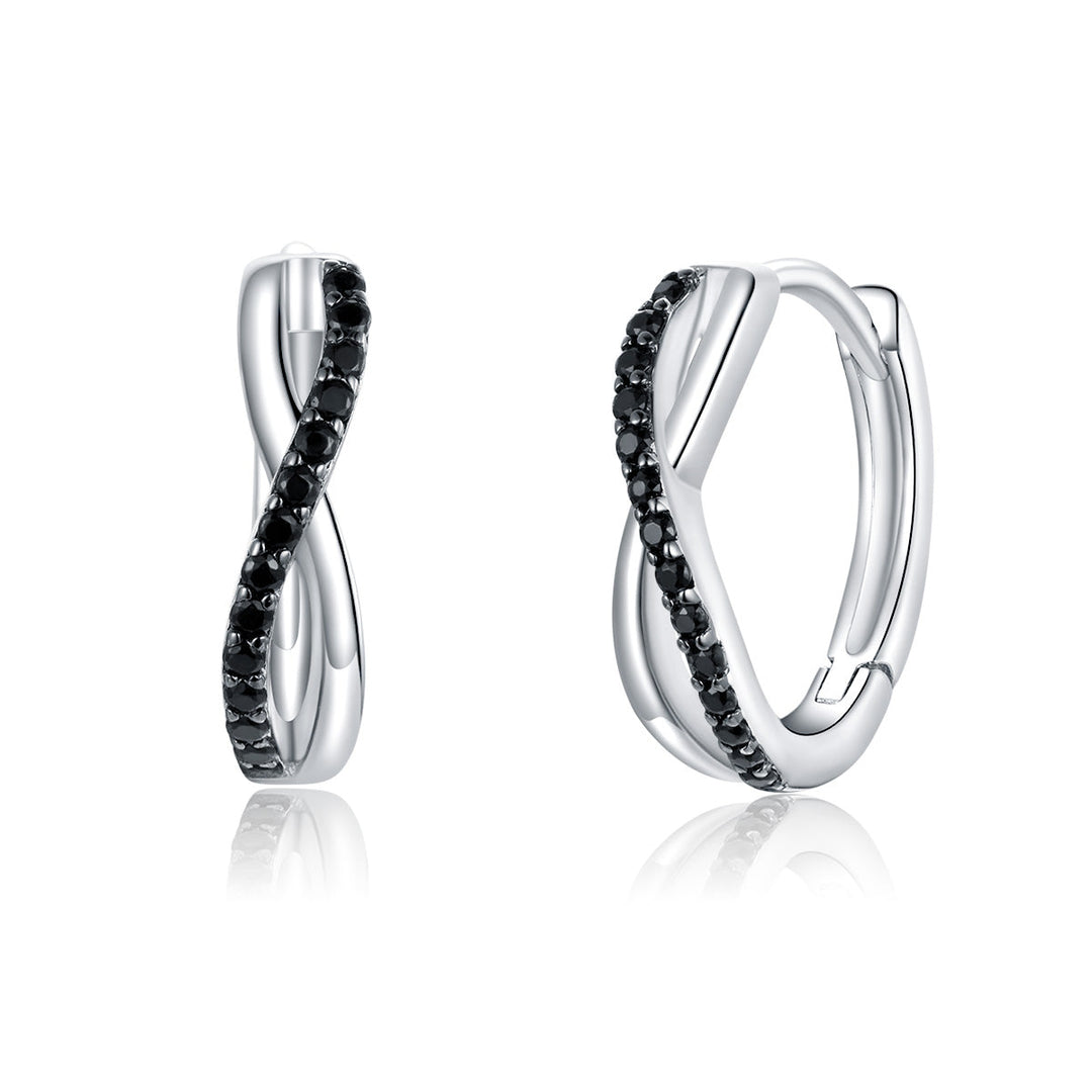 925 Sterling Silver Earrings 1.3*0.4cm with Pavé Setting CZ for Women