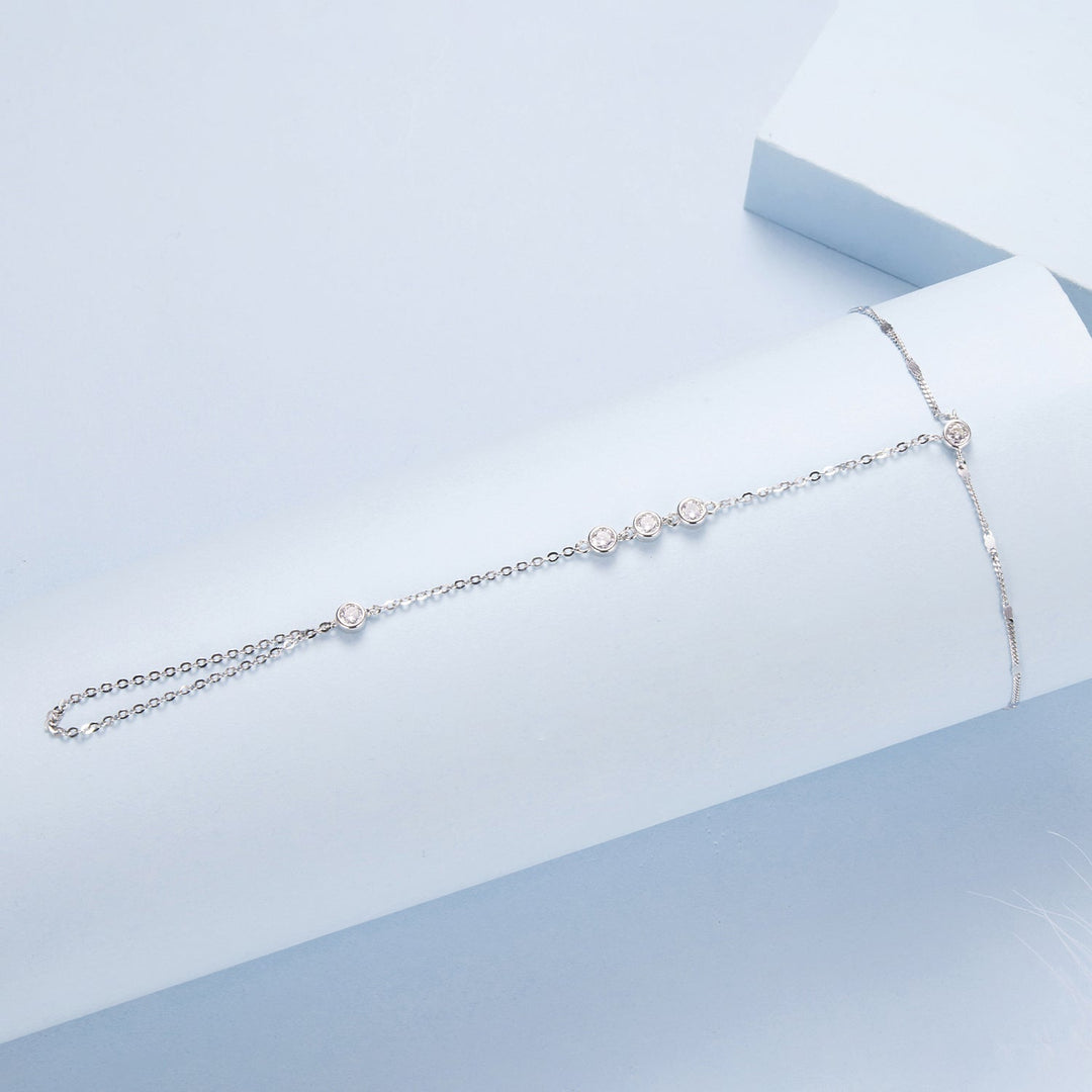 925 Sterling Silver White Gold Plated Adjustable Bracelet for Women