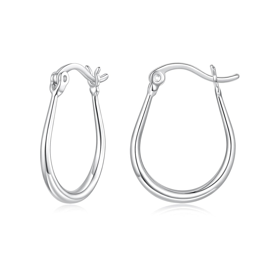 925 Sterling Silver Earrings for Women - 2.9x0.2cm, Plated White Gold, Style L
