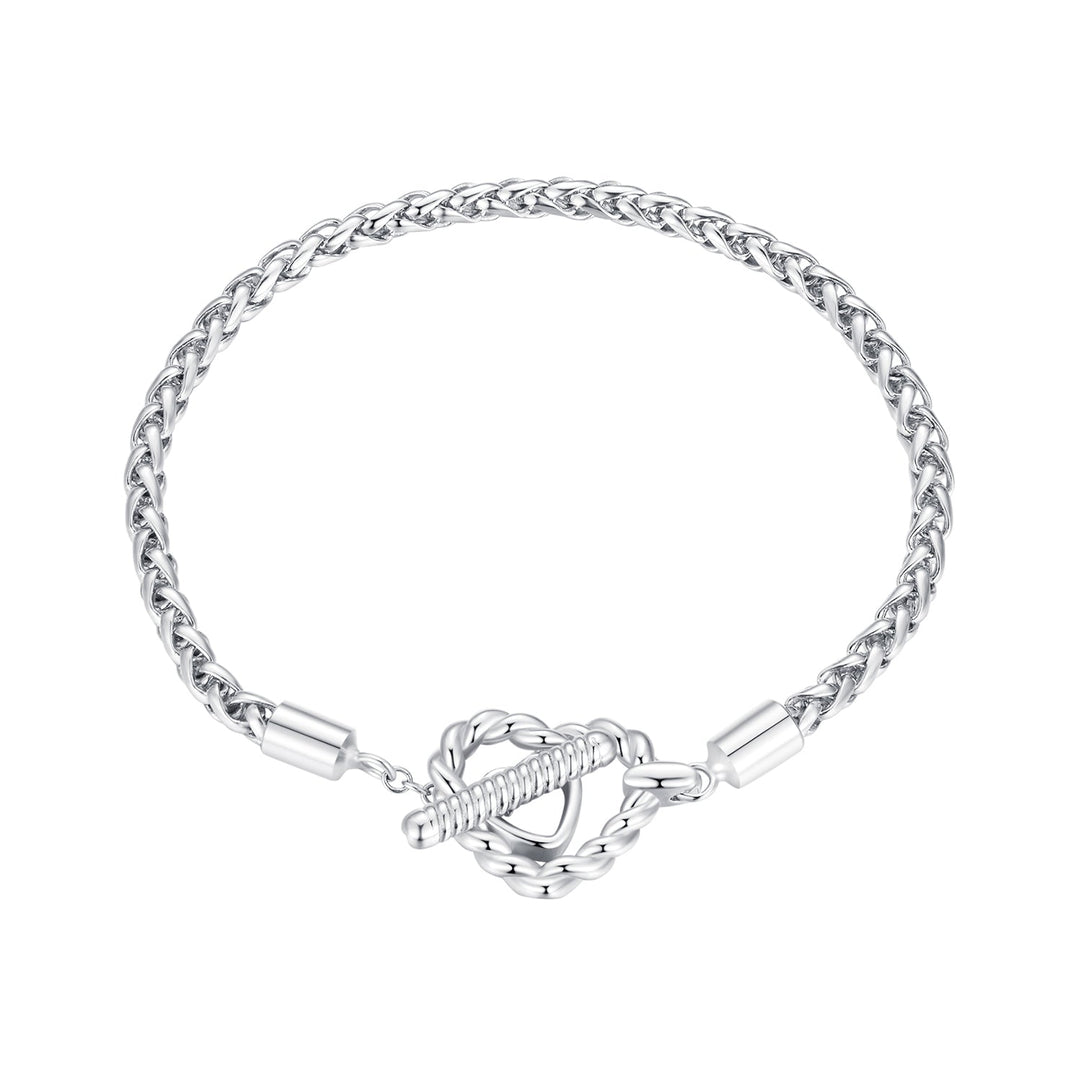 925 Sterling Silver 3.0mm Plated Platinum Bracelet Size 17.0 for Women