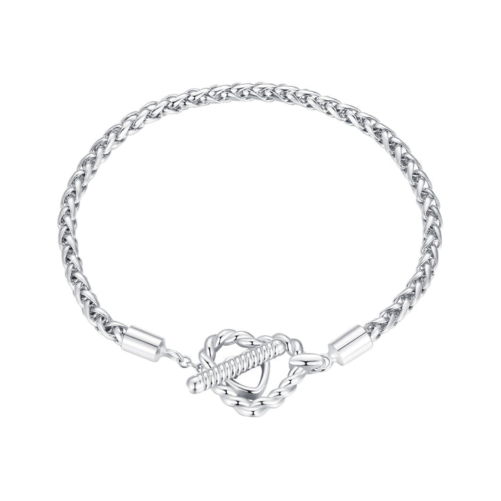 925 Sterling Silver 3.0mm Plated Platinum Bracelet Size 17.0 for Women