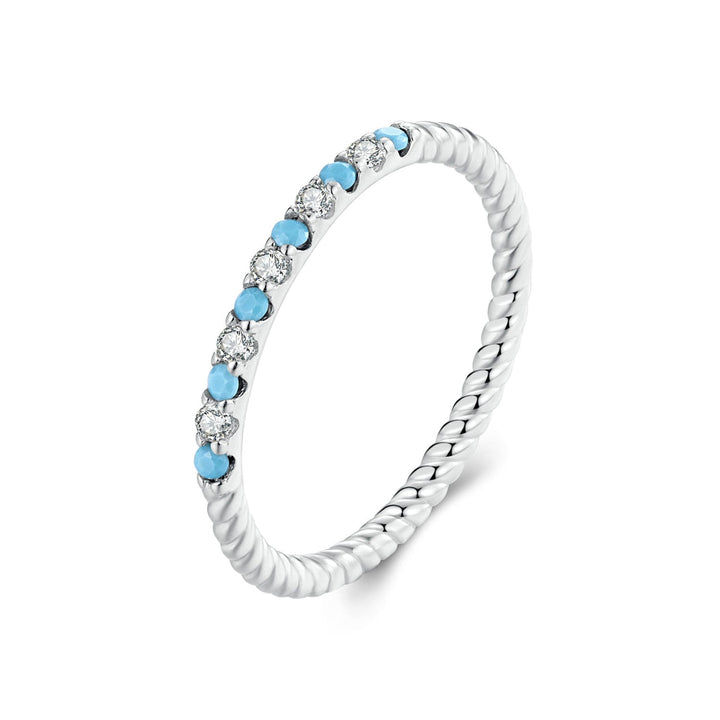 925 Sterling Silver White Gold Plated Turquoise Ring Size 6.0 for Women