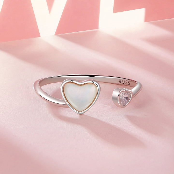 925 Sterling Silver Ring with Pavé Setting and White Shell