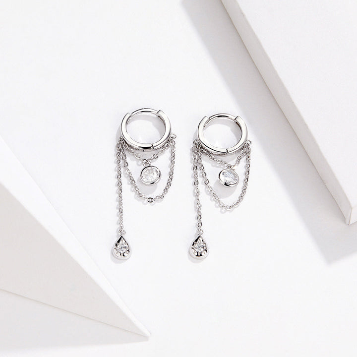 925 Platinum Plated Pavé Setting CZ Earrings