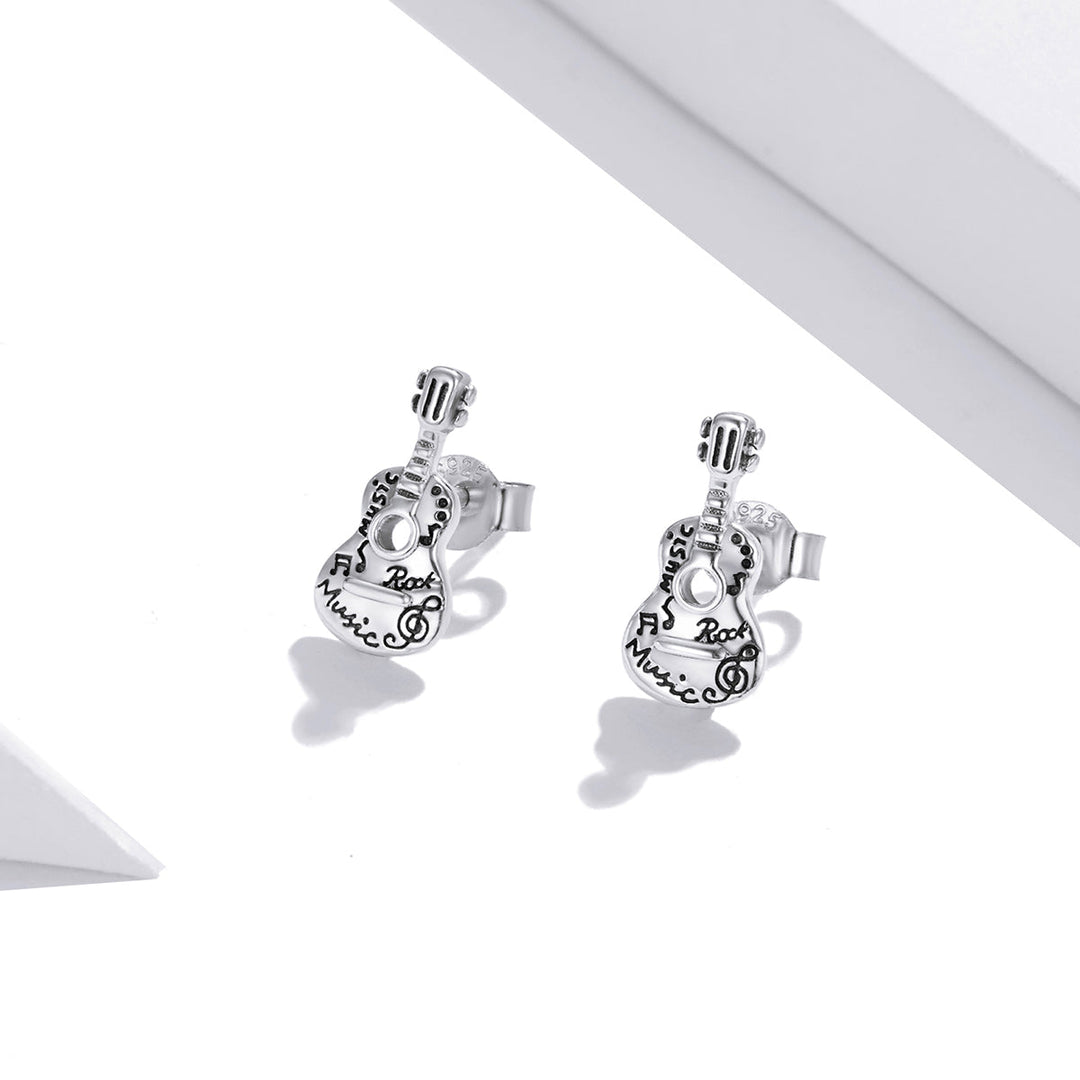 925 Sterling Silver &amp; Oxidized Silver Earrings for Women - 1.3*0.6cm