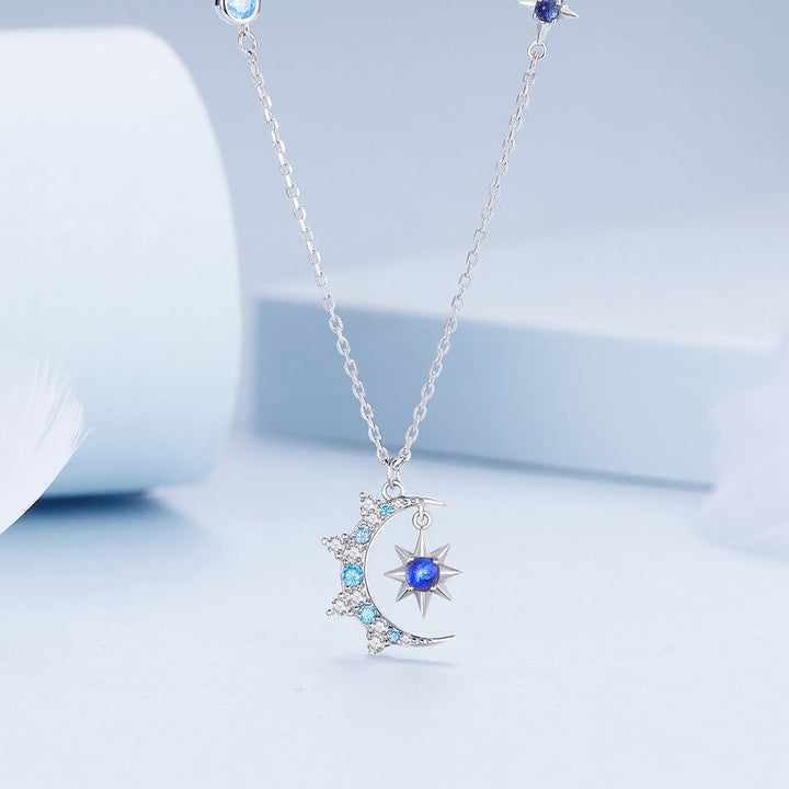 925 Sterling Silver Necklace with Pavé Setting CZ and Spinel Pendant