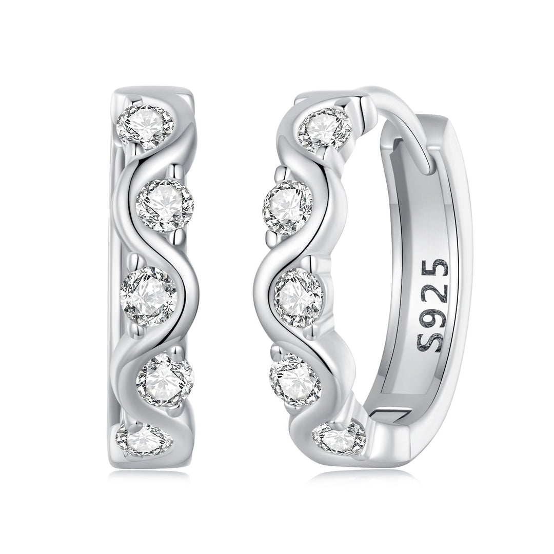 925 Sterling Silver Earrings with Platinum Plating and CZ - Stylish and Elegant Design for Women