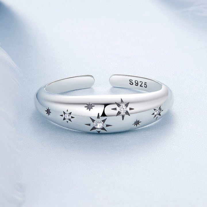 925 Sterling Silver Ring with Pavé Setting CZ, Width 2.2-5.8mm, Oxidized Silver, Women&