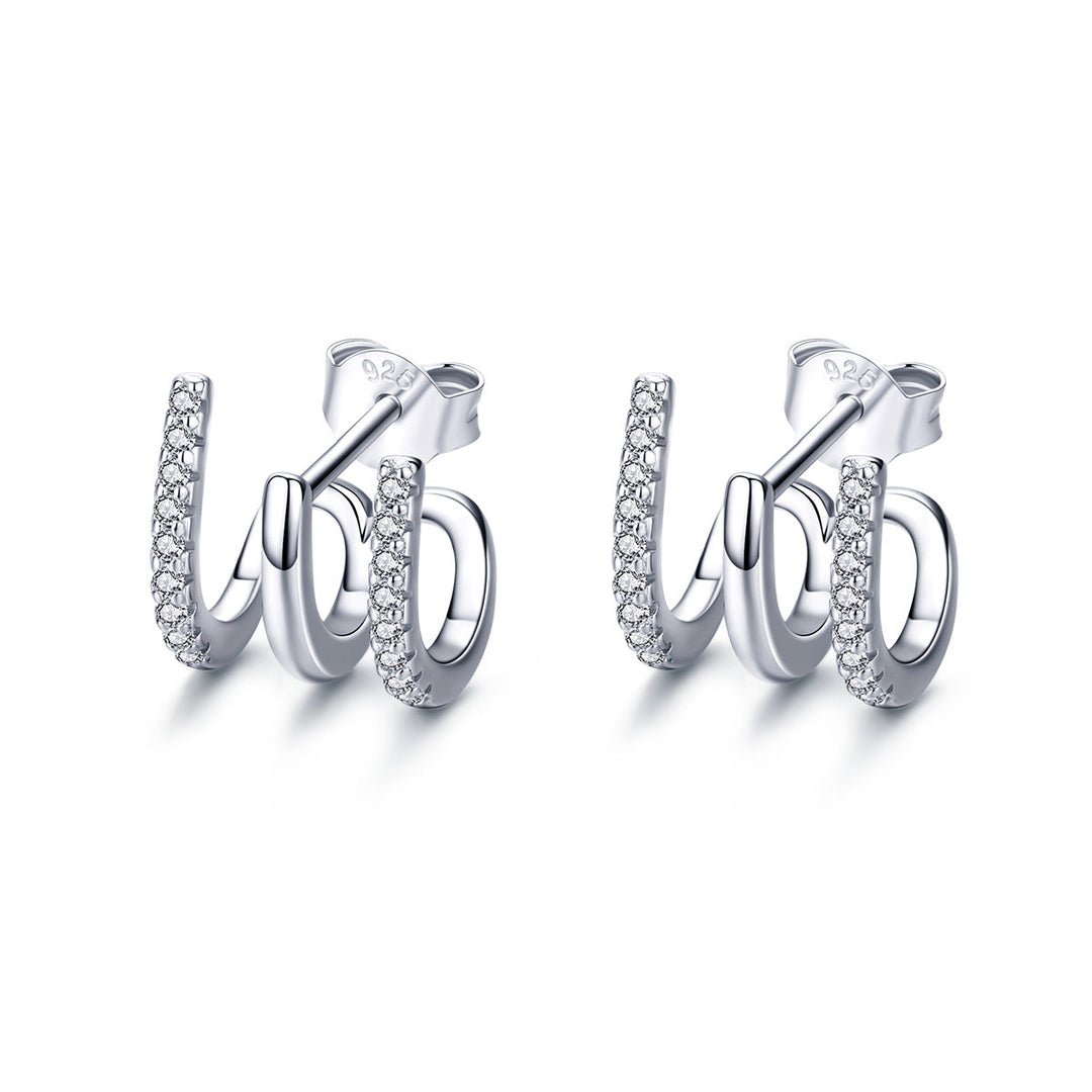S925 Sterling Silver Platinum Plated Pavé Setting CZ Earrings