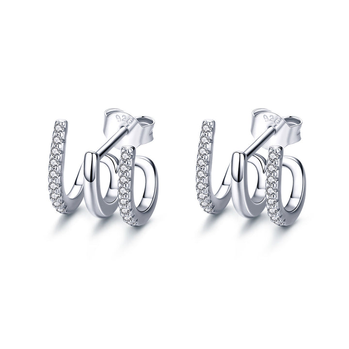 S925 Sterling Silver Platinum Plated Pavé Setting CZ Earrings