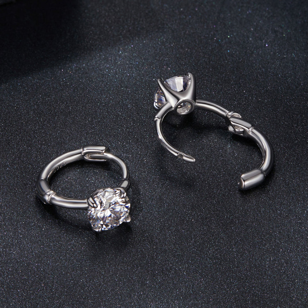925 Sterling Silver &amp; White Gold Plated 0.5 Carat Moissanite Earrings for Women