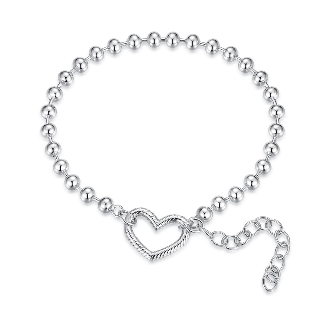 925 Sterling Silver 16+5cm White Gold Plated Heart Bracelet for Women