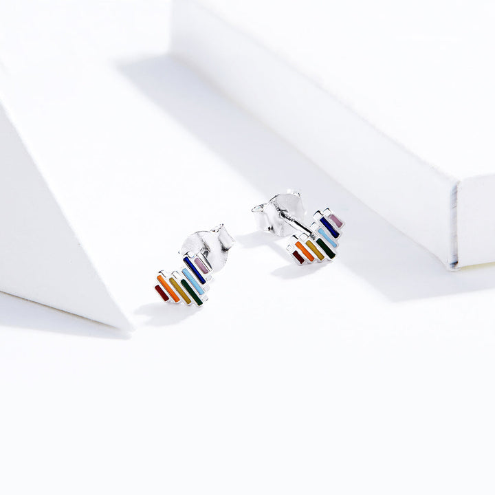 925 Sterling Silver Plated Platinum Earrings 0.5x0.6cm