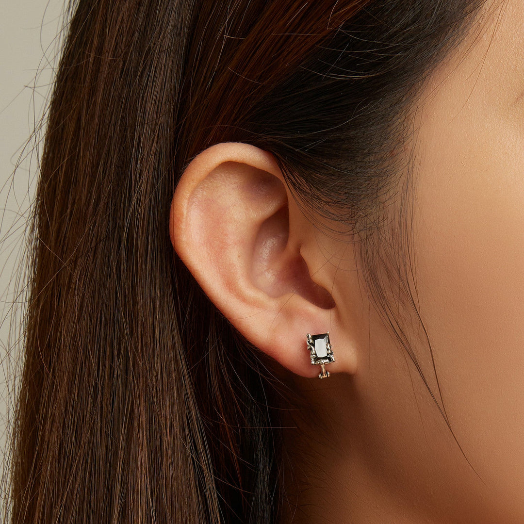 925 Sterling Silver Earrings with CZ and Oxidized Finish for Women