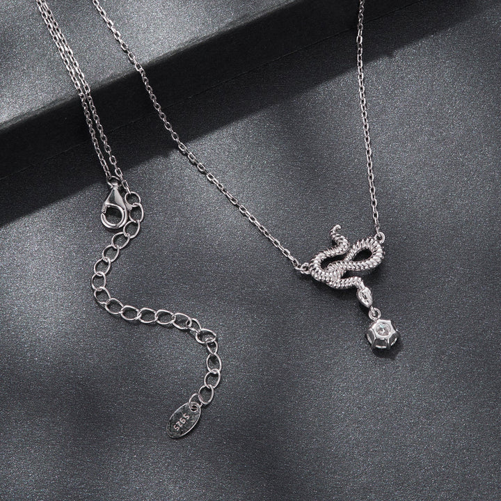 925 Sterling Silver Moissanite 0.50 Carat Necklace with CZ Pavé Setting in White Gold, 40+5cm for Women