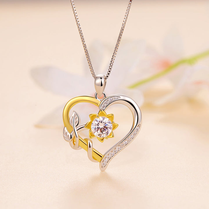 925 Sterling Silver Plated Gold Moissanite Necklace with Pavé Setting for Women