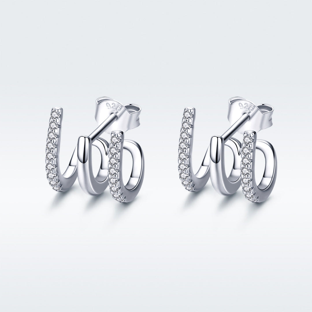 S925 Sterling Silver Platinum Plated Pavé Setting CZ Earrings