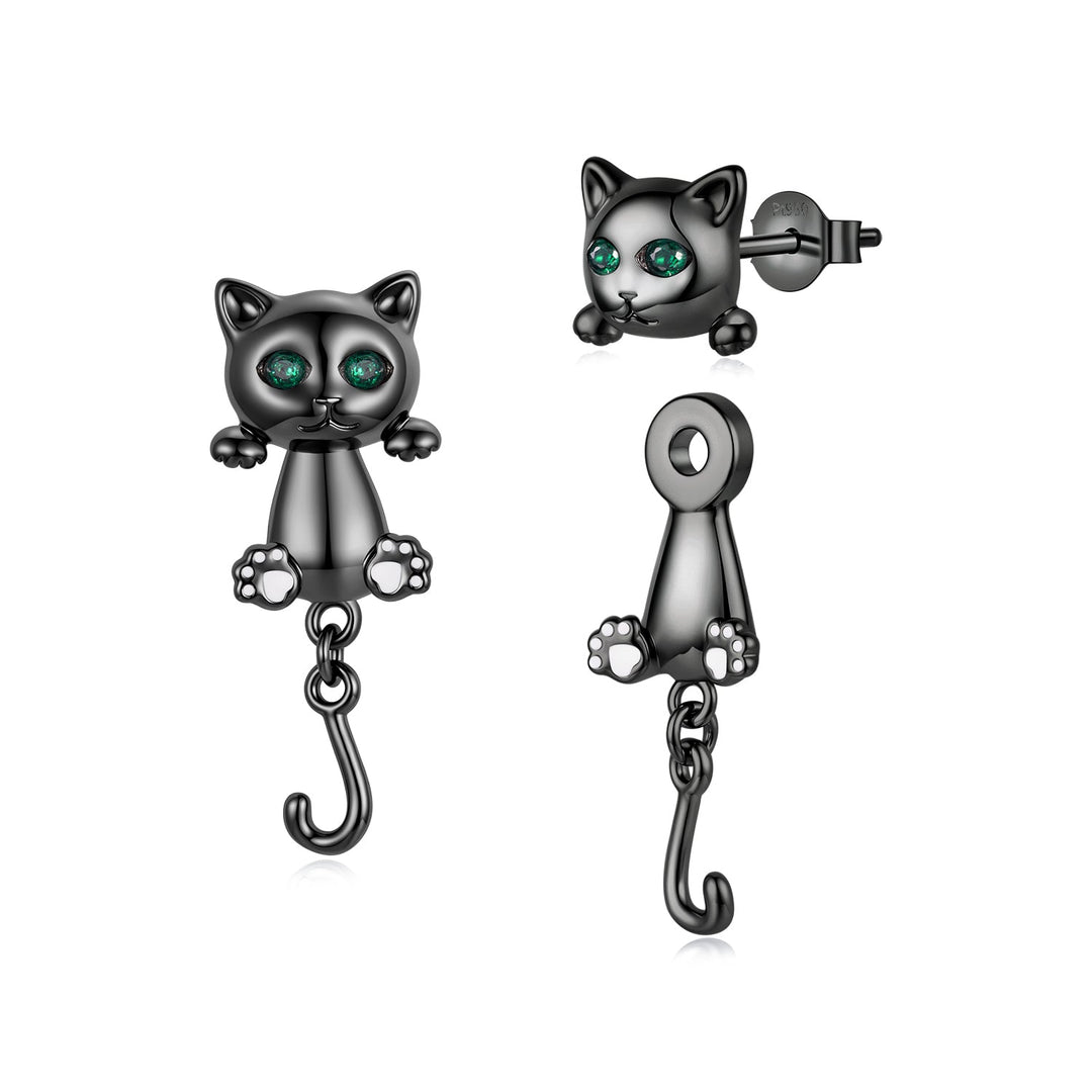 Brass &amp; S925 Silver Earrings | 2.8*1.1cm | White Gold Plated with Pavé Setting CZ for Women