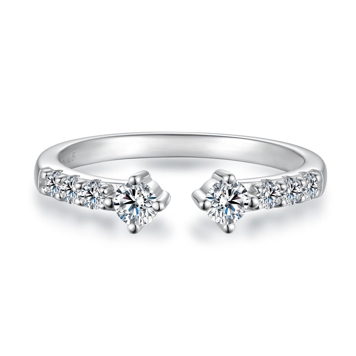 925 Sterling Silver White Gold Plated Size E Moissanite Pavé CZ Ring for Women