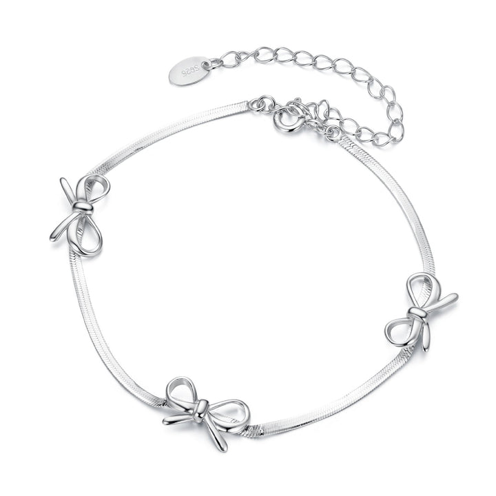 925 Sterling Silver White Gold Plated Adjustable Bracelet for Women
