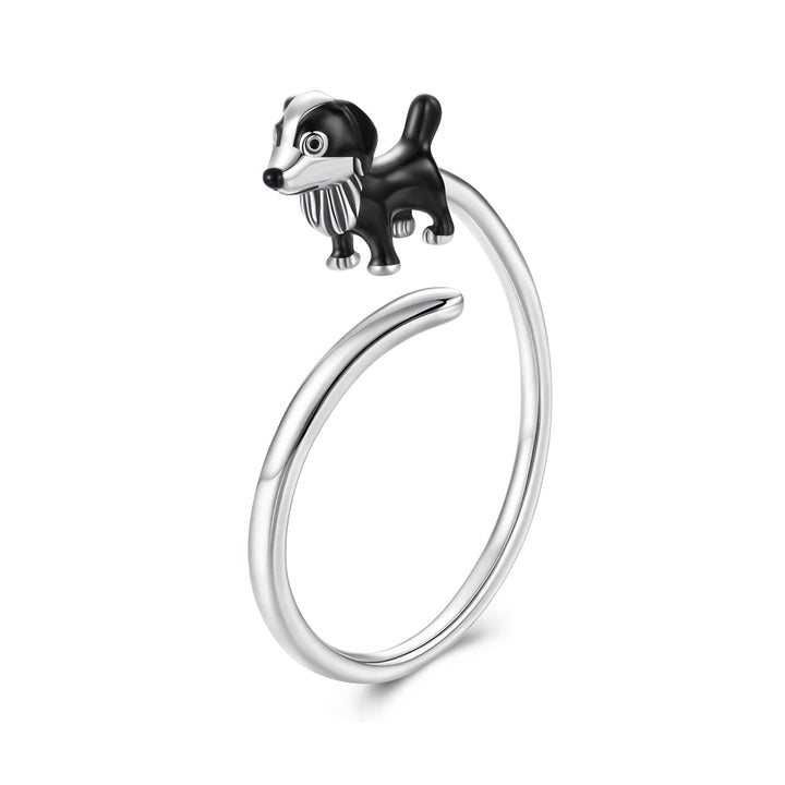 925 Sterling Silver Enamel Oxidized Silver Ring for Dogs