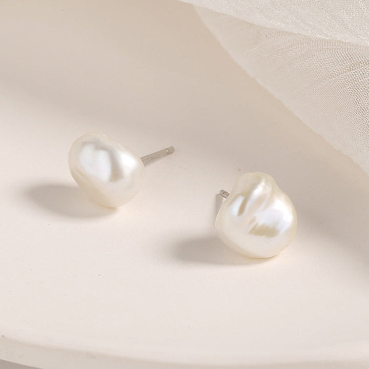925 Sterling Silver White Gold Plated Freshwater Pearl Earrings