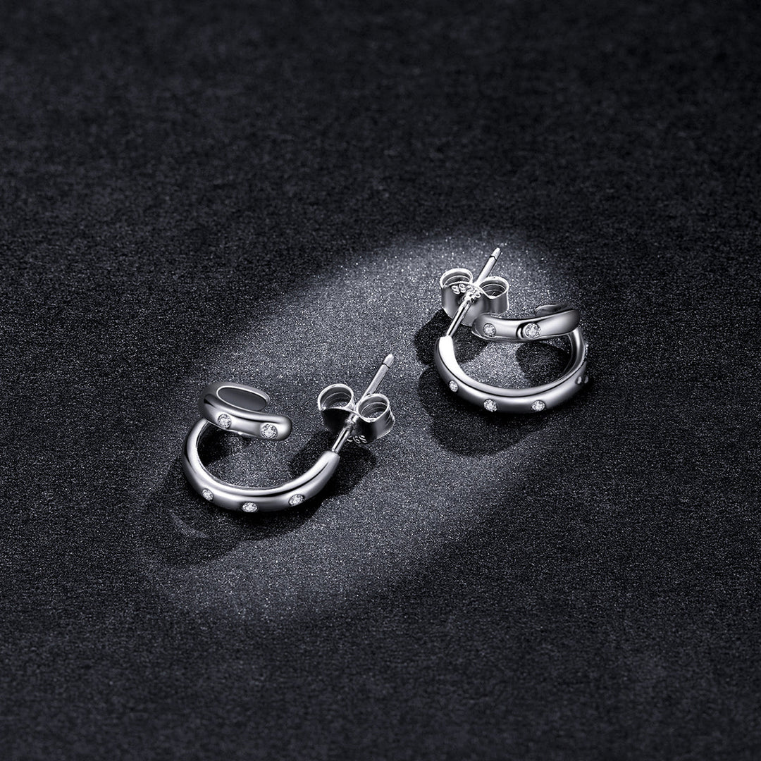 925 Sterling Silver Earrings with Pavé Setting CZ