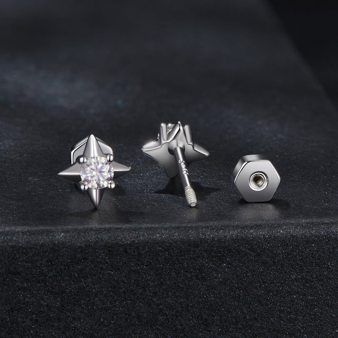 925 Sterling Silver 0.1 Carat Moissanite Earrings for Women