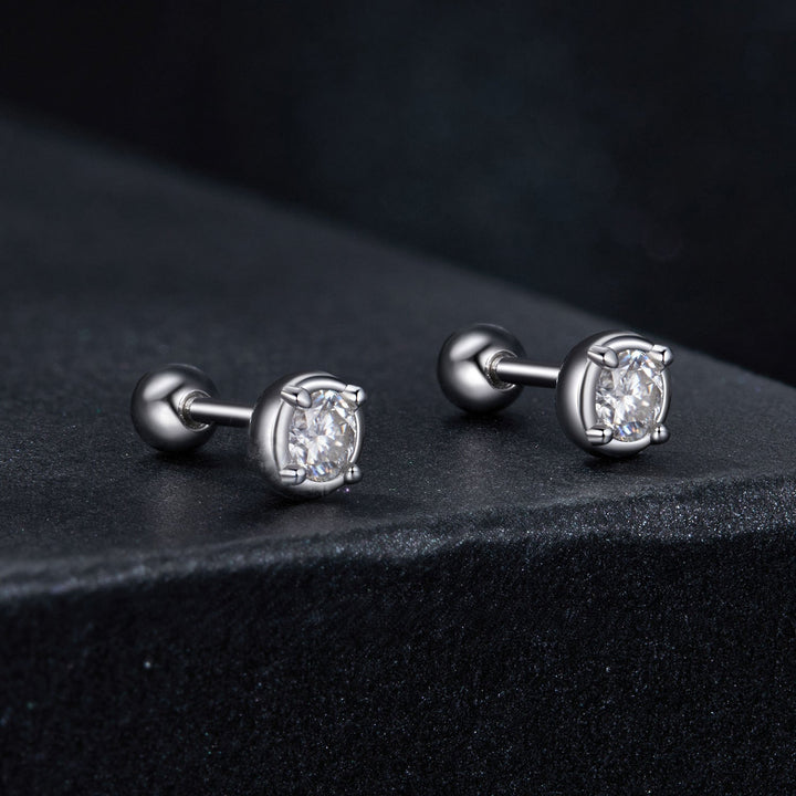 925 Sterling Silver 4mm Moissanite Earrings with Platinum Plating for Women