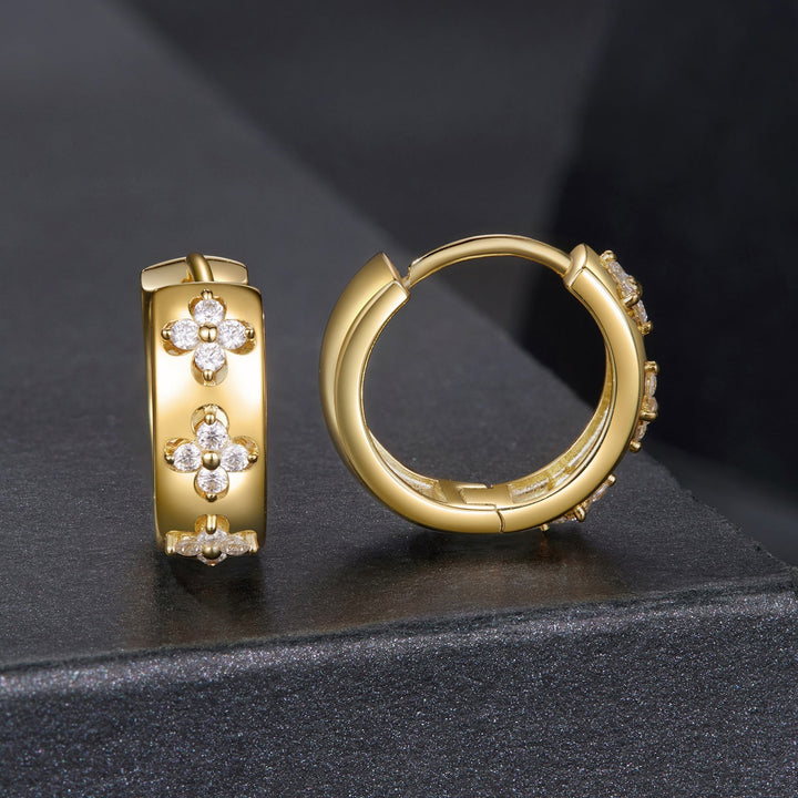 925 Sterling Silver 0.009 Carat Moissanite Hoop Earrings for Women