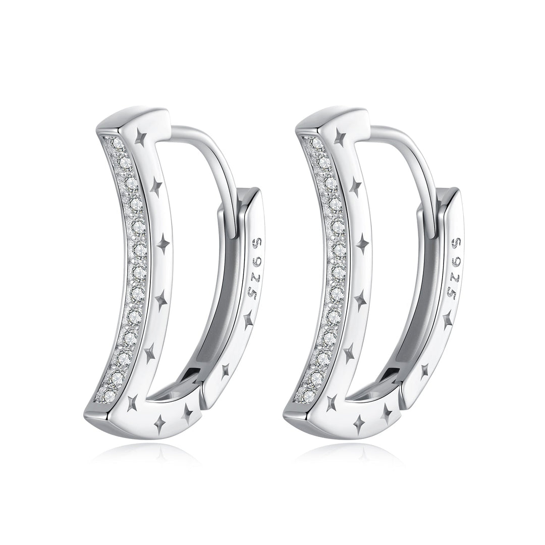 925 Sterling Silver Pave Setting CZ White Gold Plated Earrings for Women