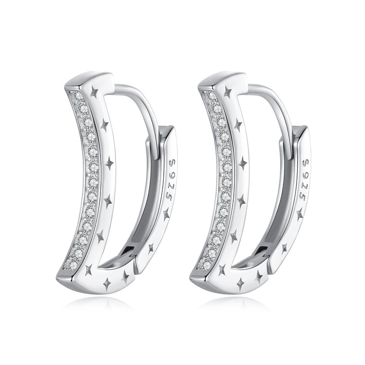 925 Sterling Silver Pave Setting CZ White Gold Plated Earrings for Women