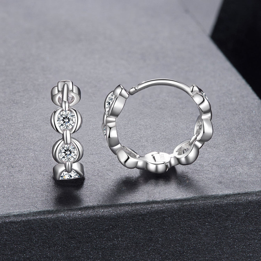 925 Sterling Silver 0.25 Carat Moissanite Hoop Earrings for Women