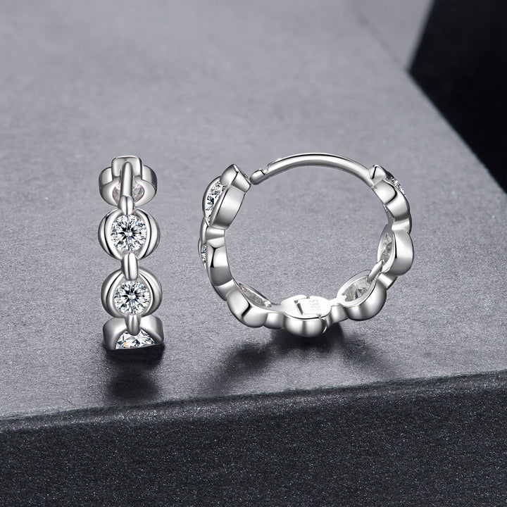 925 Sterling Silver 0.25 Carat Moissanite Hoop Earrings for Women