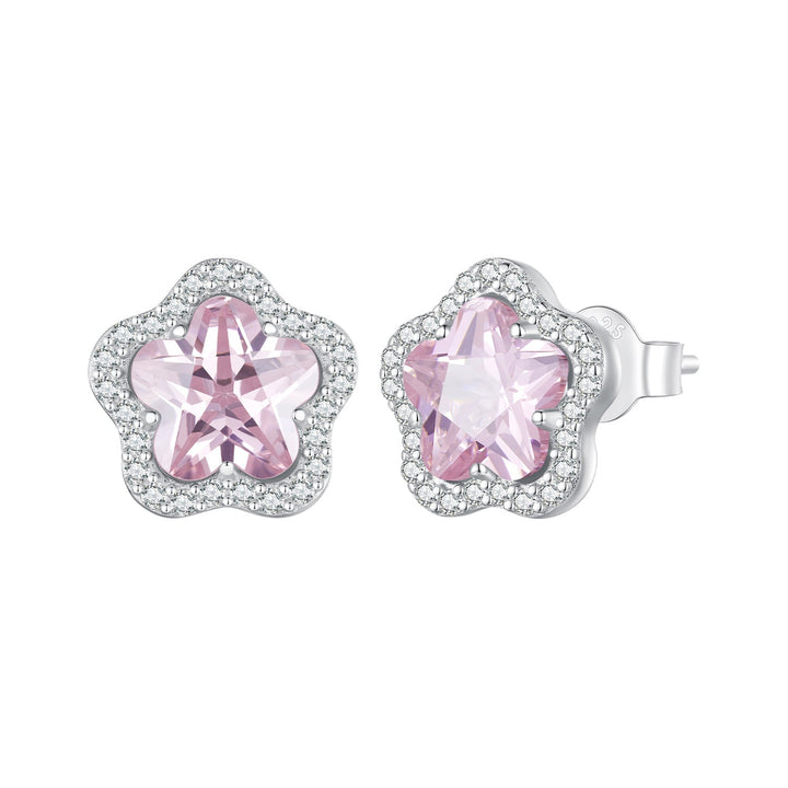 925 Sterling Silver Earrings with Pavé Setting CZ and Transparent Glass for Women
