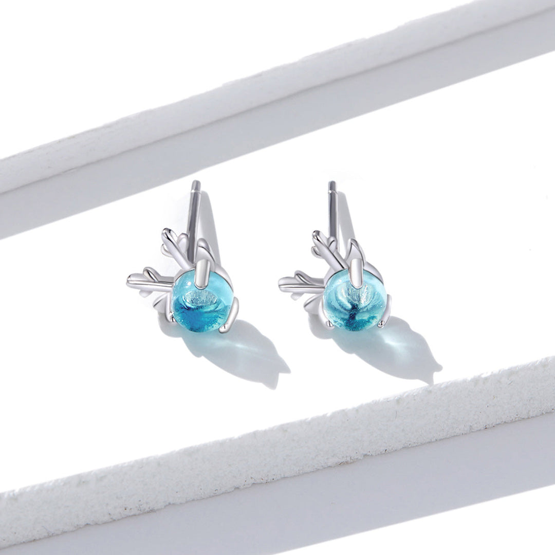 925 Sterling Silver Transparent Glass Earrings