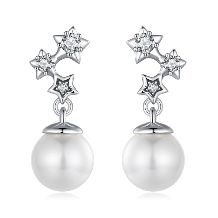 925 Sterling Silver Earrings with Quality Shell Pearl and CZ for Women
