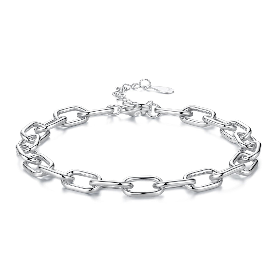 925 Sterling Silver White Gold Plated 15+6cm Adjustable Bracelet for Women