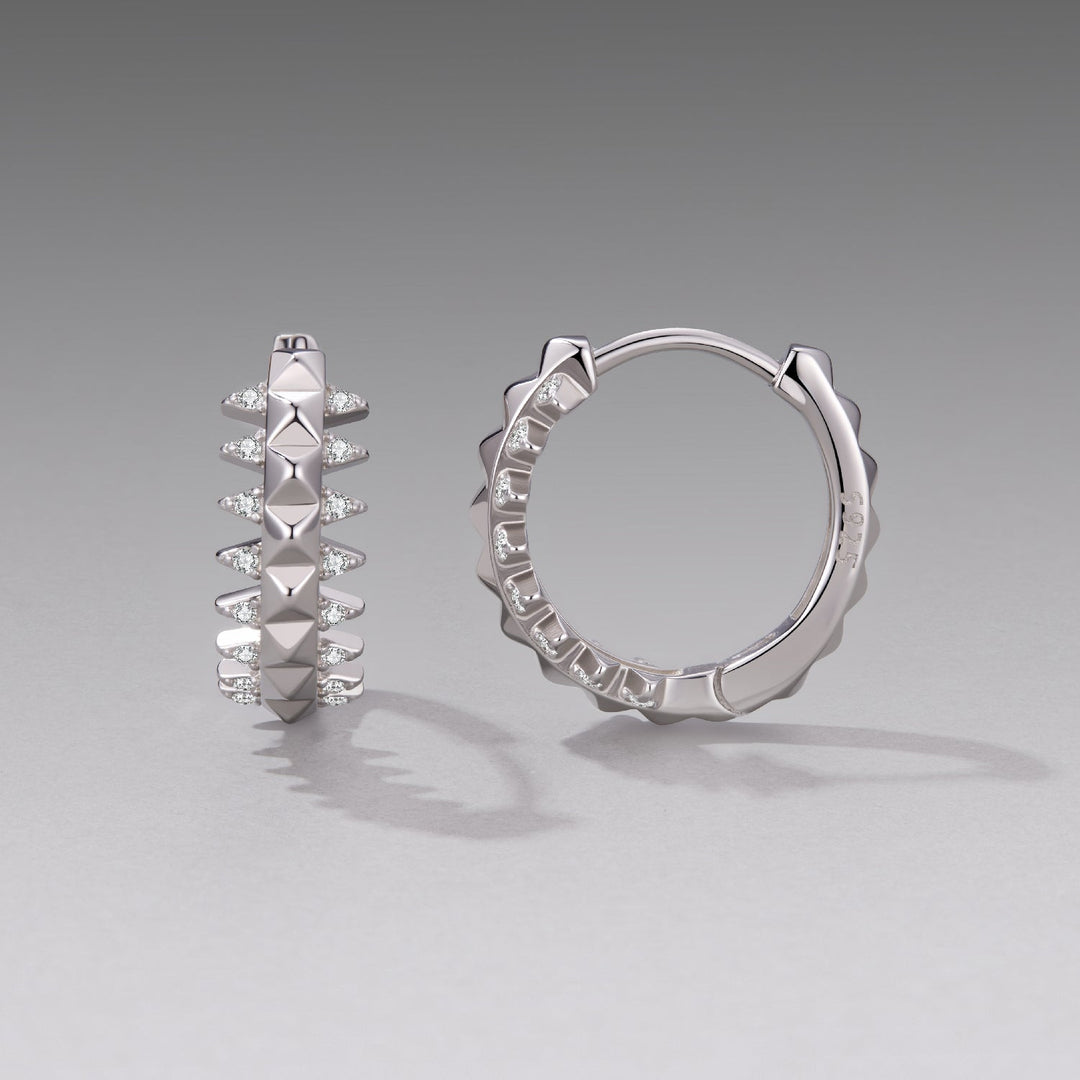 925 Sterling Silver White Gold Plated 1.6cm Pavé CZ Hoop Earrings for Women