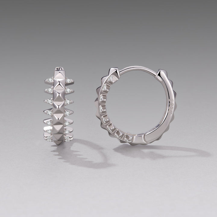 925 Sterling Silver White Gold Plated 1.6cm Pavé CZ Hoop Earrings for Women