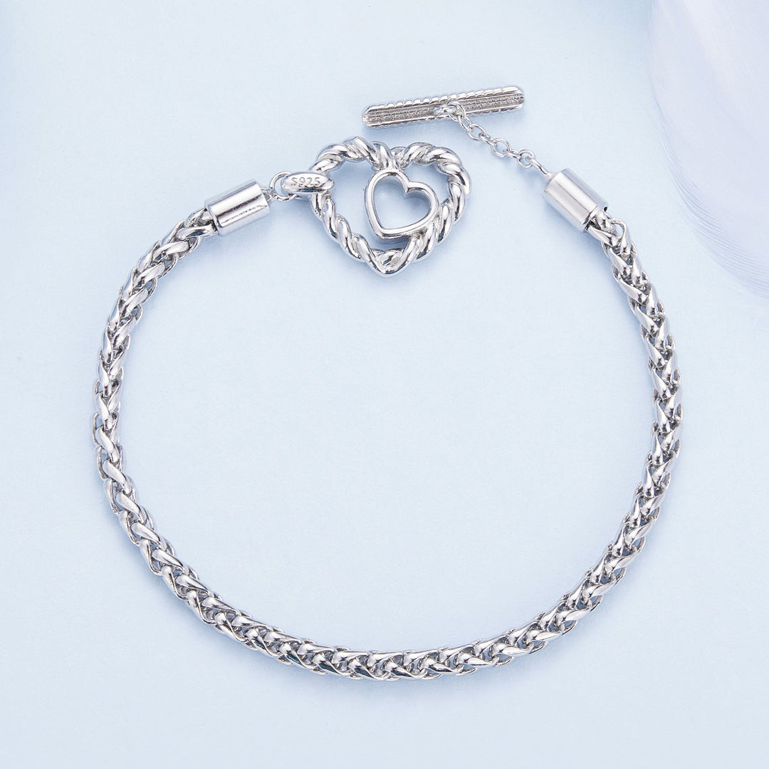 925 Sterling Silver 3.0mm Plated Platinum Bracelet Size 17.0 for Women