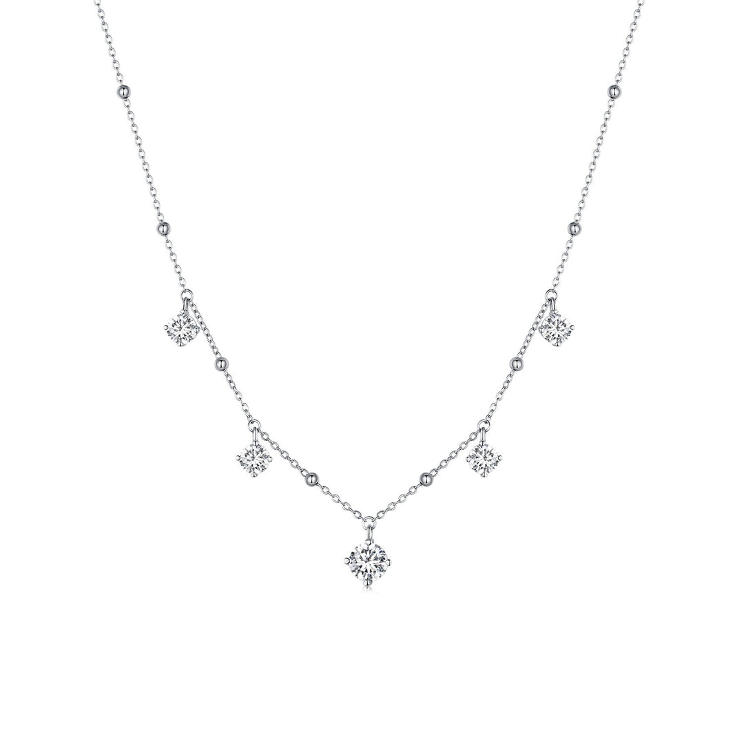 925 Sterling Silver 5.0mm Moissanite Necklace for Women