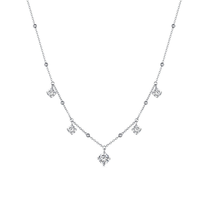 925 Sterling Silver 5.0mm Moissanite Necklace for Women